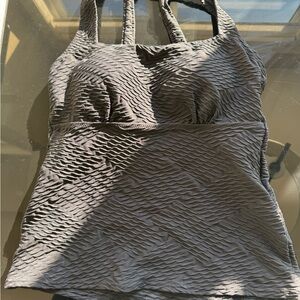 Textured black Tankini Top, Lands End, New